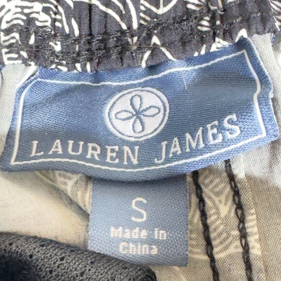 LAUREN JAMES Womens Short Shorts Black Pineapple Print Elastic Drawstring Size S - Picture 6 of 8